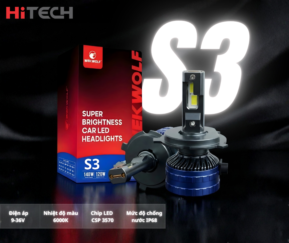 Đèn led tăng sáng ô tô wekwolf S3