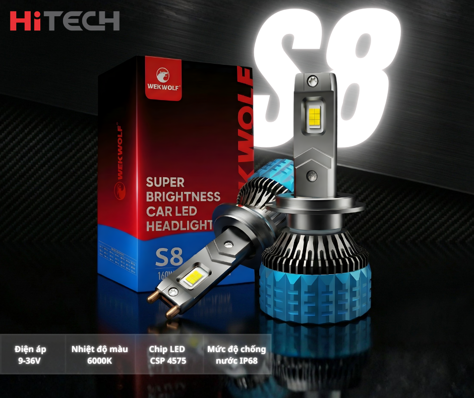 Đèn led tăng sáng ô tô wekwolf S8